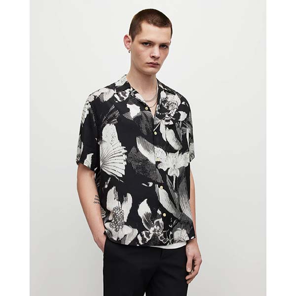 Allsaints Australia Mens Frequency Floral Shirt Black AU48-968